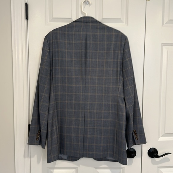 Brooks Brothers Blue Tan Checked Madison BrooksCool Half Lined Wool Blazer 42L - Picture 4 of 7